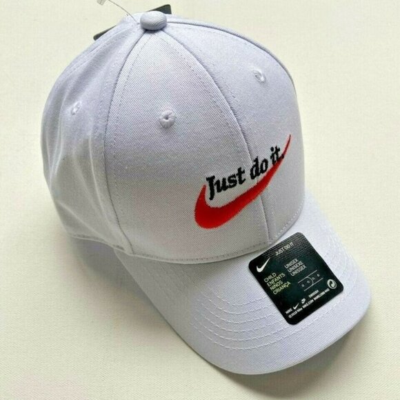 Nike Just Do It Child Hat Cap White Orange Swoosh